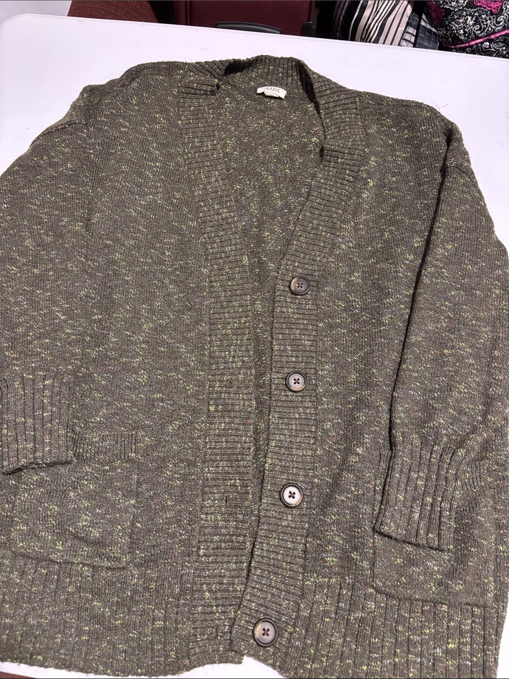 WOMENS 2X Olive Green Button-Front Cardigan Sweater - Excellent Condition